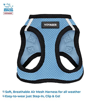 Voyager Step-in Air All Weather Mesh Harness and Reflective Dog 5 ft Leash Combo with Neoprene Handle, for Small, Medium and Large Breed Puppies by Best Pet Supplies - Blue, X-Large - color: Leash Harness Set (Baby Blue Base), size: XL (Chest: 20.5 - 23")