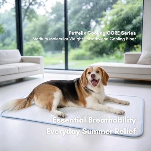 petfelix FrostEase Dog Cooling Mat, Cooling Dog Bed and Cooling Pad for Dog and Cat with Qmax 0.4 Yarn, Breathable 3D Airflow Layers, Machine Washable Non Slip Base for Pets, Blue, M, 28"*20" - size: M-28"*20"