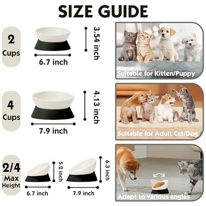 French Bulldog Food Bowl- Slanted Tilted Pug Food Water Bowl,Cat Bowl- Feeder for Frenchie/Shih Tzu/Flat Faced Small Dogs/Puppies/Cats (Black, 4 Cup) - color: Black, size: 4 Cup