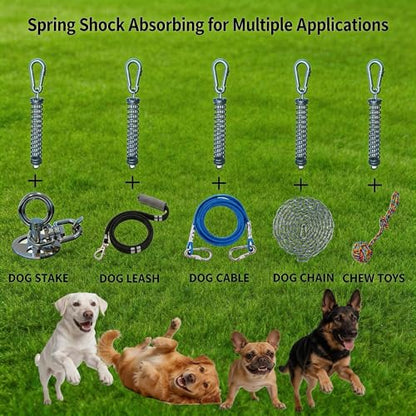 Dog Tie Out Spring, Heavy Duty Shock Absorber Spring for Tie Out Cable & Chain, Rustproof Stainless Steel Buffer, Dog Leash Shock Absorber (1 Spring) - size: 1 Spring