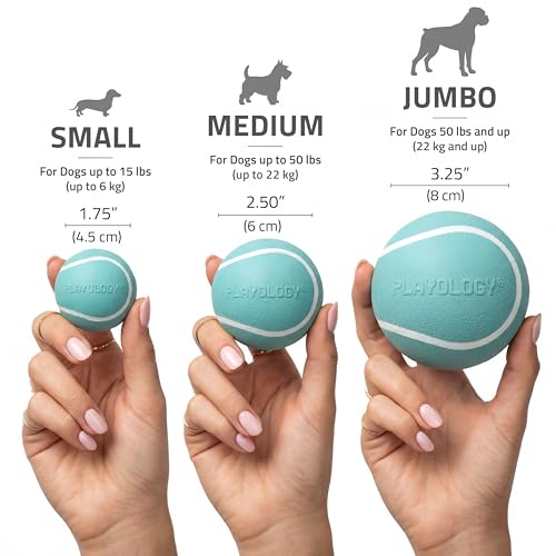 Playology Dog Toys | Squeaky Chew Ball for Dogs | Peanut Butter Scented Medium Dog Ball | Bouncy Floating Chew Toys for Fetch - size: Medium, style: Peanut Butter