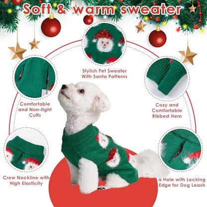 LUBOT NEW Ugly Christmas Sweaters for Puppy Cute Funny Wintertime and Holiday Parties Knitted Pullover Sweater Santa Small Dog Green X-Small - color: Green, size: X-Small