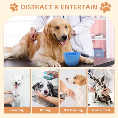 Dog Lick Bowl,Anxiety Relief Non-Slip Silicone Treat Bowl,Durable Anti-Choking Long-Lasting Enrichment Slow Feeder Licking Mat for Small Medium Large Breed,Freezable BPA Free Silicone Dishwasher Safe - color: Blue, size: S-M