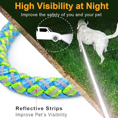2/3/4/6/10 Foot Reflective Dog Leash Strong Nylon Rope Braided Heavy Duty for Large and Medium Small Dogs Walking Training Leads (Green, 3ft * 1/2") - color: Green, size: 3ft * 1/2"