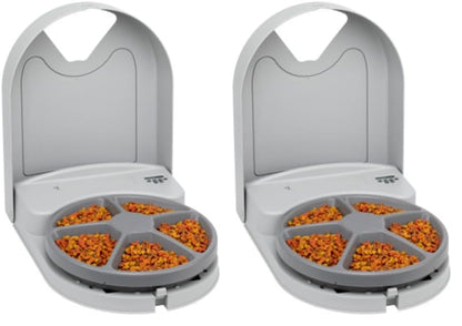 PetSafe Automatic Dog Feeder, 5 Meals, 40 oz Capacity, Plastic, for Dry Food, Multiple Pets (Pack of 2) - size: 5-Meal (Pack of 2)