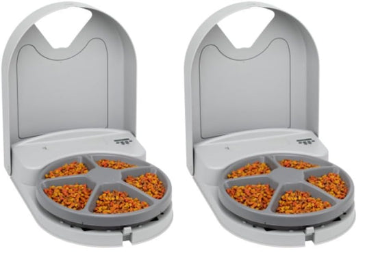 PetSafe Automatic Dog Feeder, 5 Meals, 40 oz Capacity, Plastic, for Dry Food, Multiple Pets (Pack of 2) - size: 5-Meal (Pack of 2)