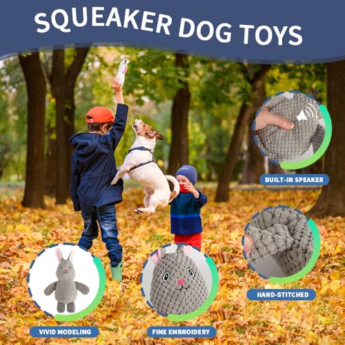 Act boldly 5-Pack Squeaky Dog Toys – Durable Animal-Shaped Plush Chew Toys for Dogs, Handmade Interactive Puppy Toys with Squeaker, Perfect for Reducing Destructive Behavior - color: blue/purple/green/grey/brown