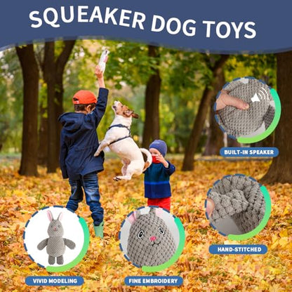 Act boldly 5-Pack Squeaky Dog Toys – Durable Animal-Shaped Plush Chew Toys for Dogs, Handmade Interactive Puppy Toys with Squeaker, Perfect for Reducing Destructive Behavior - color: blue/purple/green/grey/brown