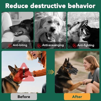 Mayerzon Dog Muzzle for Medium Large Dogs, Humane Basket Muzzle, Soft & Lightweight & Adjustable | Anti Biting Chewing Eating, Suits Training Walks Grooming Vet Visits, Drink & Pant Easily (Black, L) - size: L [Snout Cir:11-12.25"]