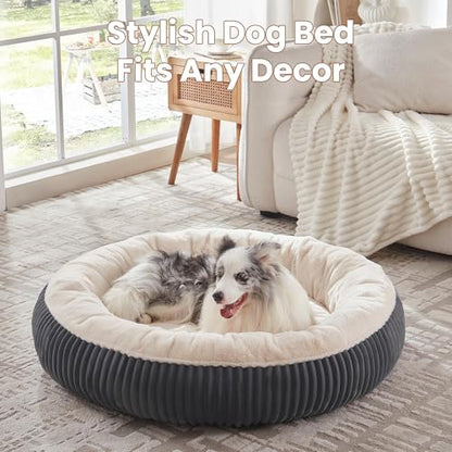 45 inches Donut Dog Bed for Extra Large Dogs,Calming Round Pet Bed with Removable Cover, Washable Milk Plush Faux Fur, Fits Pets up to 100 lbs(Charcoal,XL) - color: Charcoal, size: 45.0"L x45.0"W x10"Th