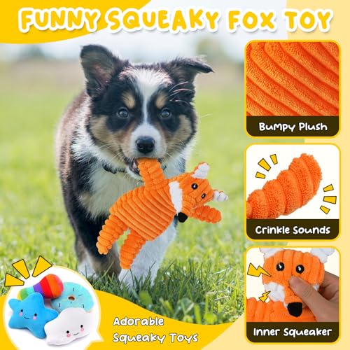 Zeaxuie 23 Pack Luxury Puppy Toys for Teething Small Dogs, Puppy Chew Toys with Rubber Toy, Rope and Squeaky Toys - color: 23 Pack (Stuffed-Fox)