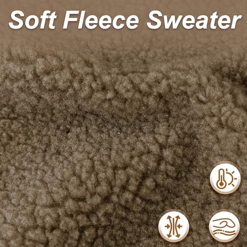 Dog Fleece Vest Sweater Button-Up Warm Pullover Step-in Dog Jacket with Bear Print, Winter Cold Weather Coat Clothes Hoodie for Small Medium Dogs Puppy Boy Girl(Brown, M(8 to 12 lbs)) - color: Brown, size: M(8 to 12 lbs)