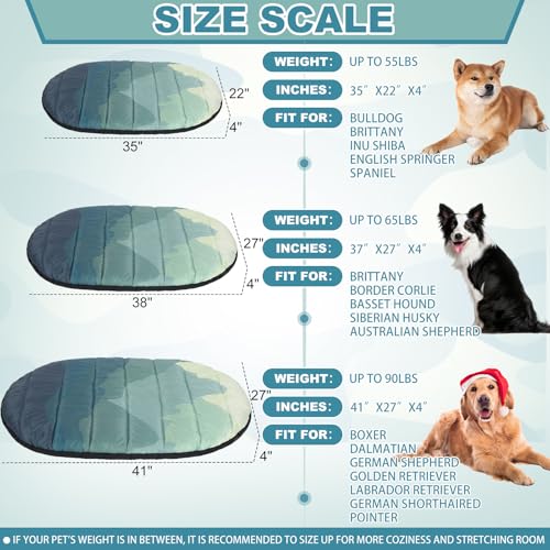 Suzile Outdoor Travel Dog Bed Waterproof Camping Dog Beds Washable and Portable Travel Pet Mat with Carry Bag for Large/Medium Pet Mattress for Crates & Kennels Camping Indoor, 38" x 27"