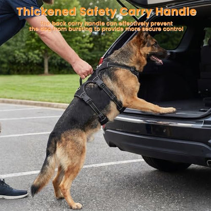 Escape Proof Dog Harness and Leash Set,Soft Padded Full Body Pet Harness, No Pull Reflective Adjustable Dog Vest with Handle, Easy Control Dog Harness for Medium Large Dogs Training Walking Running - color: Black, size: XL