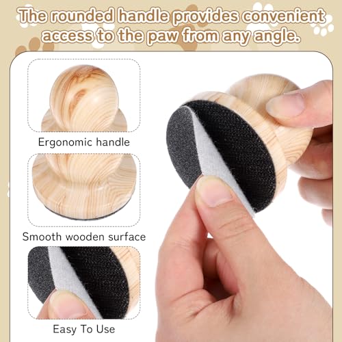 1 PCS Dog Nail File Board, Cat Nail File Wooden Handicraft with 6 Replaceable Sandpaper Pads, Stress-Free Grooming Tool for Dogs & Cats, Portable Pet Claw Care (Natural Wood)