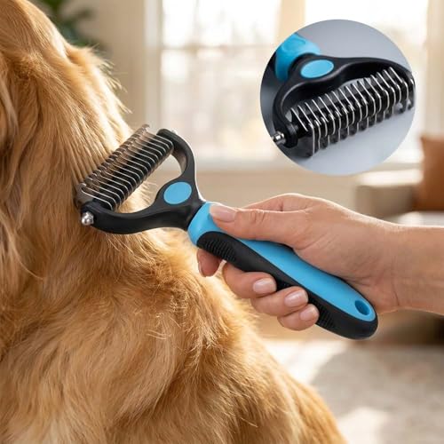Sakerplus Pet Grooming Tool for Dogs & Cats, Professional Deshedding & Dematting Brush, Stainless Steel Undercoat Rake for Long & Short Hair Pets, Gentle Pet Hair Remover Comb (Pink,Small) - color: Pink,Small