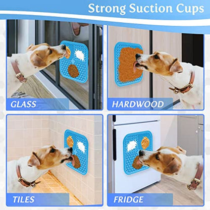 NearHome Lick mat for dog and cat with suction cup and silicone bowl-Extra spoon and brush,3 part for peanut butter,yogurts and different foods,Boredom and Anxiety Reducer,Perfect for Bathing Grooming