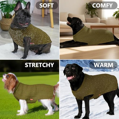 KYEESE Dog Sweater with Leash Hole Warm Pullover with Reflective Yarn for Small and Medium Dogs Male Soft Knit Pullover Boy Dog Coats Cozy Lightweight Thick Sweater,Brown,Medium - color: 8# Brown, size: M (24-30lbs)