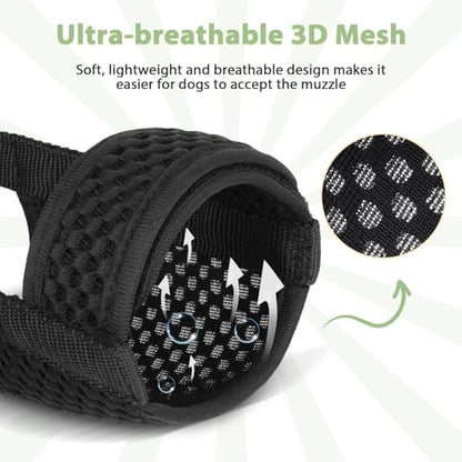 Mayerzon Dog Muzzle with Hook and Loop for Large Medium Small Dogs, Patented Soft Mesh Beagle Labrador Puppy Muzzles for Biting Chewing Grooming, Breathable, Adjustable (Black, XXS) - size: XXS-(Snout Cir 5"-6.25")