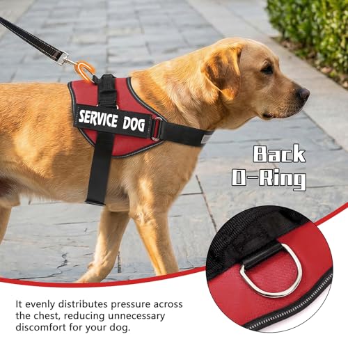 MUMUPET Service Dog Vest Harness, No Pull Reflective Adjustable with Handle, Soft Breathable Padding for Medium Dogs, 2 Removable Velcro Patches (Red, M) - color: Red, size: Medium