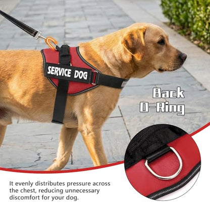 MUMUPET Service Dog Vest Harness, No Pull Reflective Adjustable with Handle, Soft Breathable Padding for Medium Dogs, 2 Removable Velcro Patches (Red, M) - color: Red, size: Medium