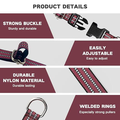 Hikiko Martingale Dog Collars Reflective Nylon Dog Collar with Quick Release Buckle Adjustable Training No Slip Dog Collar (Small, Burgundy) - color: Burgundy, size: Small
