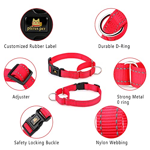 PLUTUS PET Reflective Martingale Collar with Quick Snap Buckle,No Pull Dog Choker Collar for Small Medium Large Dogs,XS,Red - color: Red, size: XS：10"-12"