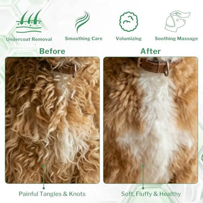 Slicker Brush for Long-Haired Dogs & Cats, Professional Dog Grooming Brush for (Goldendoodles, Poodles, Labradoodles), Large Pets Pin Tips Brushes with Natural Beech Wood Ergonomic Handle
