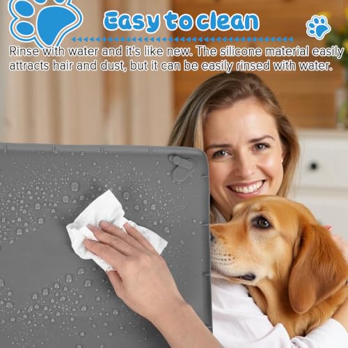 Pee Pad Holder for Dogs, 36" x 25" Non-Slip Silicone Dog Puppy Pad Holder, No Spill Raised Lip High Edge,Portable, Magnetic fixation，Leak-Proof Mat Holder, Square Potty Trays for Home Floor Protection - size: 36" x 25"