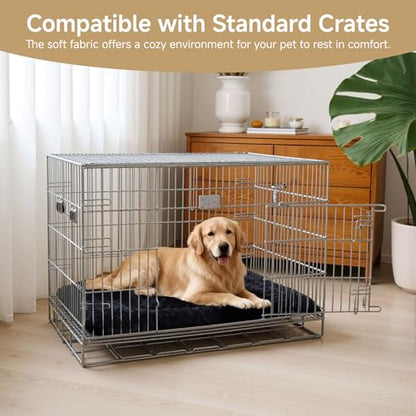 Washable Dog Bed Mat Crate Pad Soft Fluffy Pet Kennel Beds Dog Sleeping Mattress for Large Jumbo Medium Small Dogs, 48 x 30 Inch, Black - color: Black, size: 48.00" x 30.00" x 1.50"
