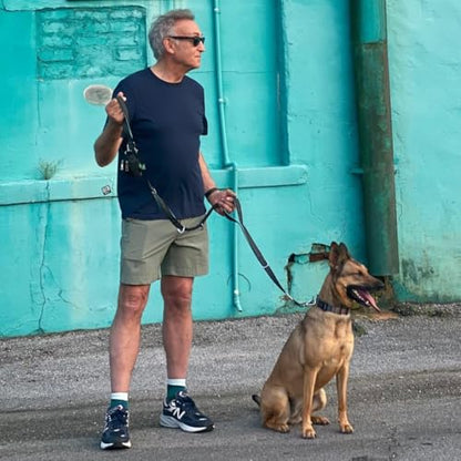Dog Poop Bag Holder with Dispenser & Storage Pouch - Includes Adjustable Reflective Dog Leash (6FT Bungee, Padded Handles) - Durable Leash for Walking, Training & Travel (Aqua) - color: Aqua