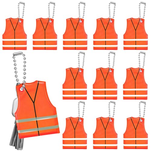 Liliaafar 12 Pcs Reflective Keychain Tags Vest Shape Glow in the Dark Keychain Safety Reflector Pendant for Zippers Backpack Dog Collar Bags Walking Running Cycling (Orange) - color: Orange