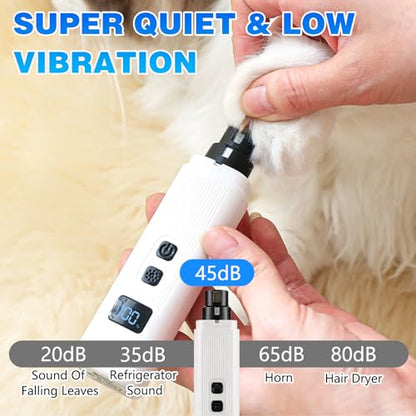 2026 New Cat Nail Trimmer - 2 Adjustable Speeds, 360° Grinding, Ultra Quiet Under 40dB, Safe Powerful Pet Nail Grooming Tool for All Cats & Dogs (White) - color: (White)
