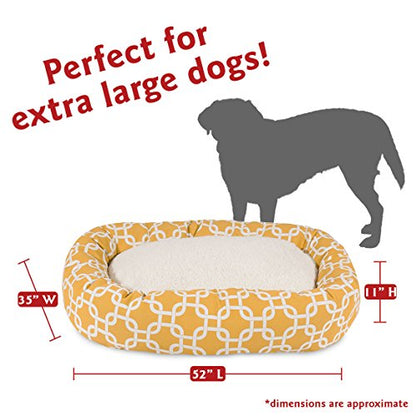 Majestic Pet 52 Inch Links Sherpa Calming Dog Bed Washable – Cozy Soft Round Dog Bed with Spine for Head Support - Fluffy Donut Dog Bed 52x35x11 (inch) – Round Pet Bed X- Large - YELLOW - color: Yellow, style: 52 in.