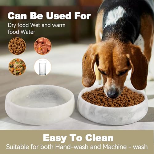 White Dog Bowl, Marble Dog Food Bowl, Non-Slip Water Dish Large, Heavy Duty Pet Bowl for Large Dogs, African Natural Marble, Holds 6 Cups(6lbs) - color: Namib Fantasy, size: L
