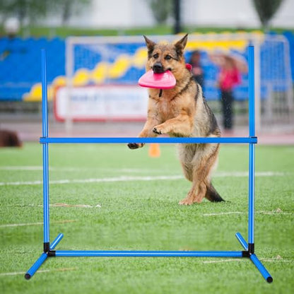 Shappy 4 Pieces Dog Agility Equipment with Adjustable Height Jump Bars Adjustable Dog Agility Jumps with Carry Bag Exercise Jumping Hurdles for Indoor Outdoor Course Game(Blue) - color: Blue