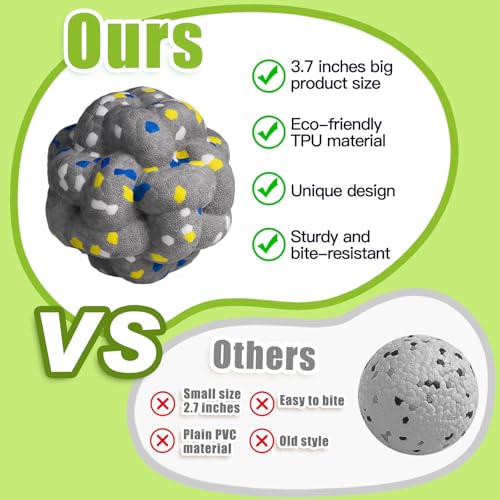 Moonorange Upgrade Dog Balls Interactive Toys for Aggressive Chewers, Indestructible Tennis Durable Bouncy for Fetch Game, Lightweight Floating, Grey - color: Grey-Yarnball