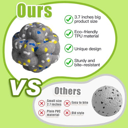 Moonorange Upgrade Dog Balls Interactive Toys for Aggressive Chewers, Indestructible Tennis Durable Bouncy for Fetch Game, Lightweight Floating, Grey - color: Grey-Yarnball