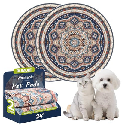 Washable Pee Pads for Dogs,2 Pack Super Absorbent Reusable Puppy Training Pads 24inch, Leak-Proof & Non-Slip,for Potty Training,Whelping,Crate & Playpen - size: 24x24in(Pack of 2)