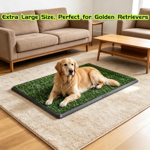 Large 38.5"x25" Artificial Grass Dog Potty, Realistic Indoor/Outdoor Training Mat with Quick-Drain Design, Reusable & Odor-Control for Apartment Balcony