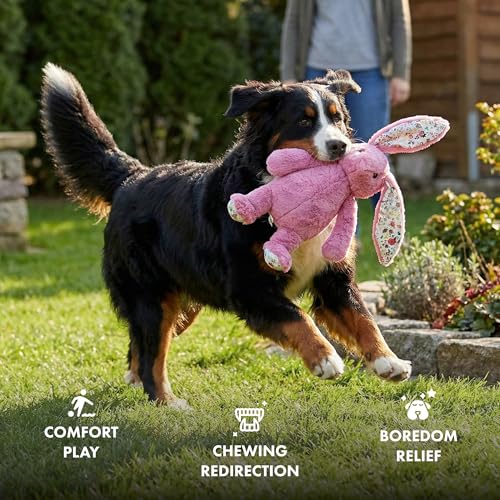 Petlou Dog Plush Toys,Crinkle Toy, Interactive Stuffed Squeaky Toys Chew for Medium Small Large Dogs,Cute (15" Promo Rabbit-Lavender)