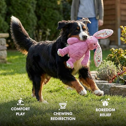 Petlou Dog Plush Toys,Crinkle Toy, Interactive Stuffed Squeaky Toys Chew for Medium Small Large Dogs,Cute (15" Promo Rabbit-Lavender)