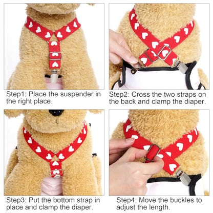 2Pcs Adjustable Dog Suspenders(Large) | Adjustable Dog Suspenders Diaper Keeper for Female Dog Skirts Dresses Pants Clothes - size: Small