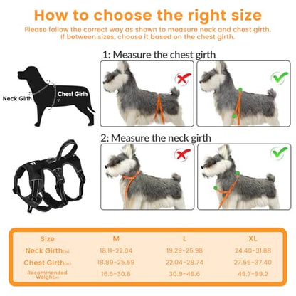 Escape Proof Dog Harness and Leash Set,Soft Padded Full Body Pet Harness, No Pull Reflective Adjustable Dog Vest with Handle, Easy Control Dog Harness for Medium Large Dogs Training Walking Running - color: Black, size: XL