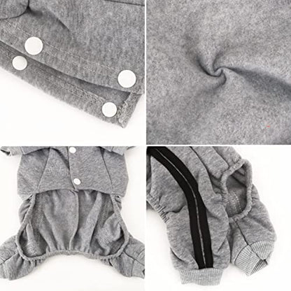 Dog Hoodie Security Clothes 4 Legs Jumpsuit Sweatshirt Hoodies Soft & Warm Dog Outfit Pullover Winter Clothes Sweater for Small Medium Large Dogs Cats (Gray, Medium) - color: Grey, size: Medium