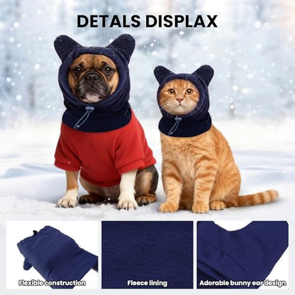 Dog Snood Winter Hood with Ear Protection, Fleece Neck Warmer for Dogs, (Blue, Small) - color: Blue, size: Small
