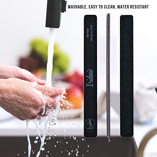 Professional Nail Files Black Washable Emery Boards 7 Inches Long Square End Serrated Edge 12 Fingernail Files Per Pack (80/100)