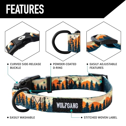Wolfgang Heavy Duty, Adjustable Dog Collar with Quick Release Nylon Buckle for Walking & Training, Overland Print, Medium - color: OverLand Print, size: Medium (1 Inch x 12-18 Inch)