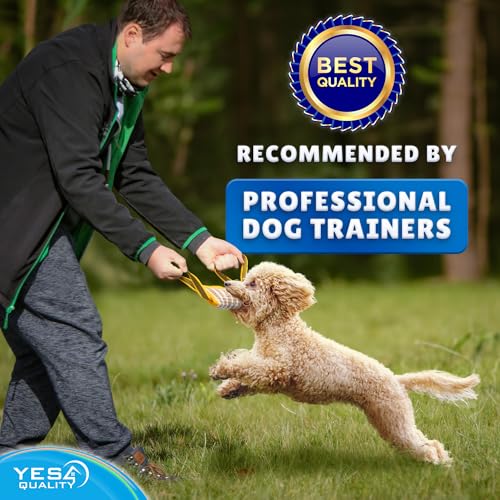 YES4QUALITY Dog Bite Tug Toy - 7.9"x3" - Durable Pull Toy with 2 Soft & Strong Handles - Tough Jute Bite Pillow for Small to Medium Dogs - Ideal for Tug of War, Fetch, K9, Puppy Training & Play