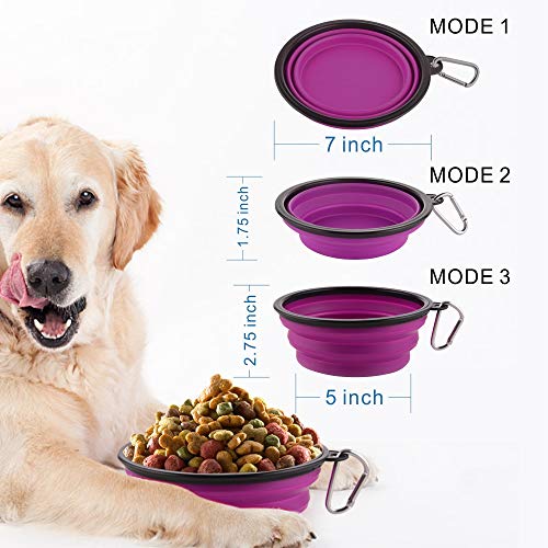 Guardians Large Collapsible Dog Bowls, 34oz Travel Water Food Bowls Portable Foldable Collapse Dishes with Carabiner Clip, 2 Pack (Blue + Purple) - color: 34oz-Blue&Purple